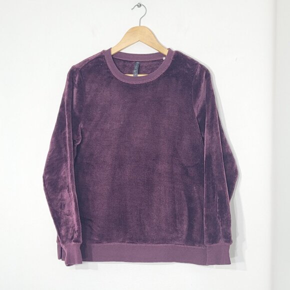 GAIAM Purple Maroon Long Sleeve Cozy Crew Neck Pullover Fleece Sweatshirt Medium - Picture 2 of 13